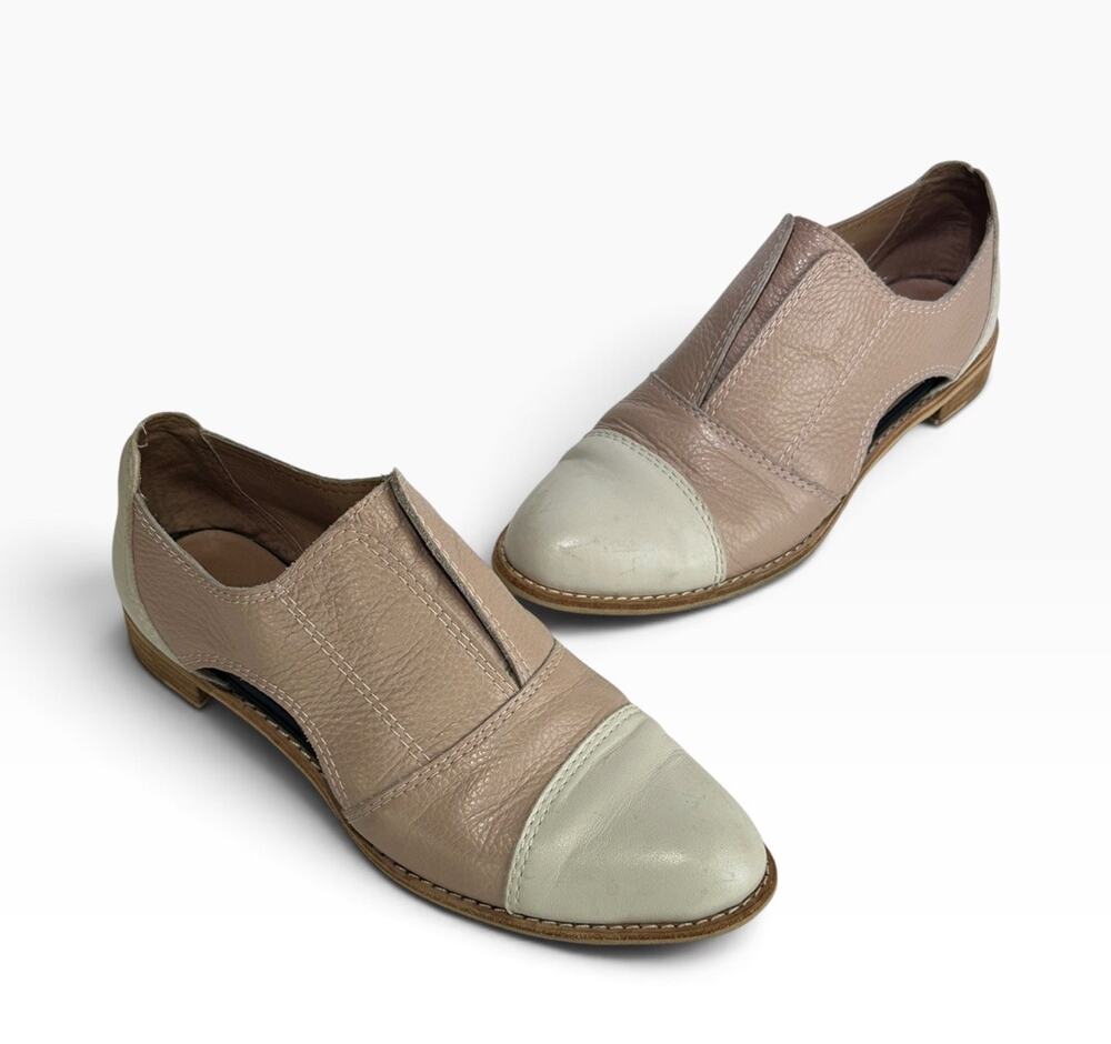 ALL BLACK Cutout Cowman Light Pink White Cap Toe Oxford Shoes Womens Size 40